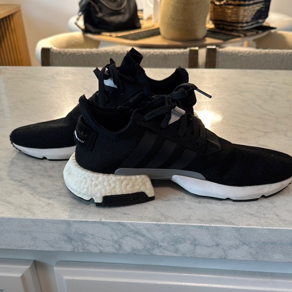 Adidas Mens Black and Cloud White Running Shoes-worn once!